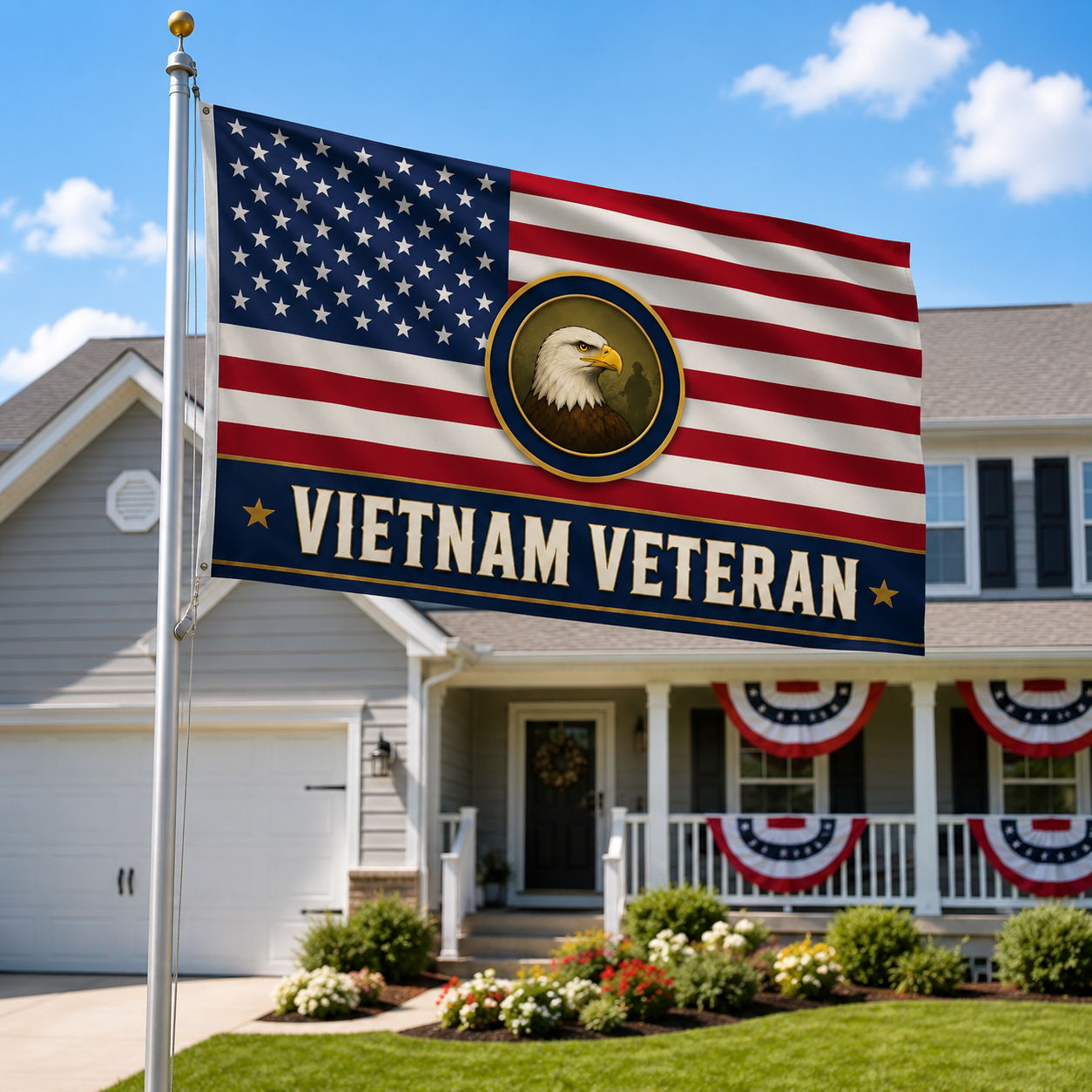 Vietnam Veteran Double-Sided Flag – American Eagle Patriotic Banner