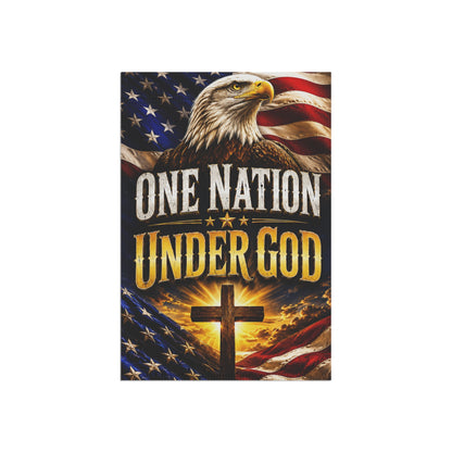 One Nation Under God Garden Flag – Patriotic Eagle & Cross House Banner
