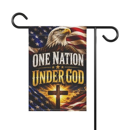 One Nation Under God Garden Flag – Patriotic Eagle & Cross House Banner