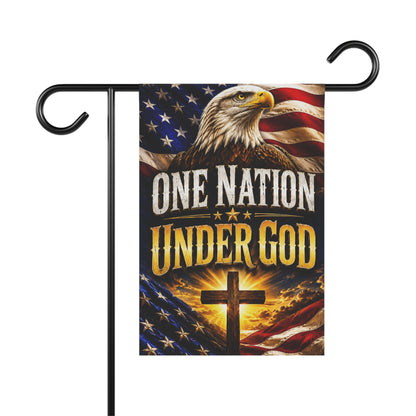 One Nation Under God Garden Flag – Patriotic Eagle & Cross House Banner