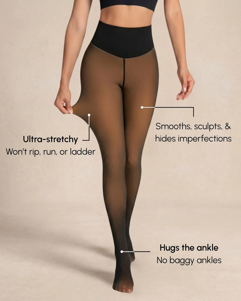 Sheer Illusion Fleece-Lined Tights