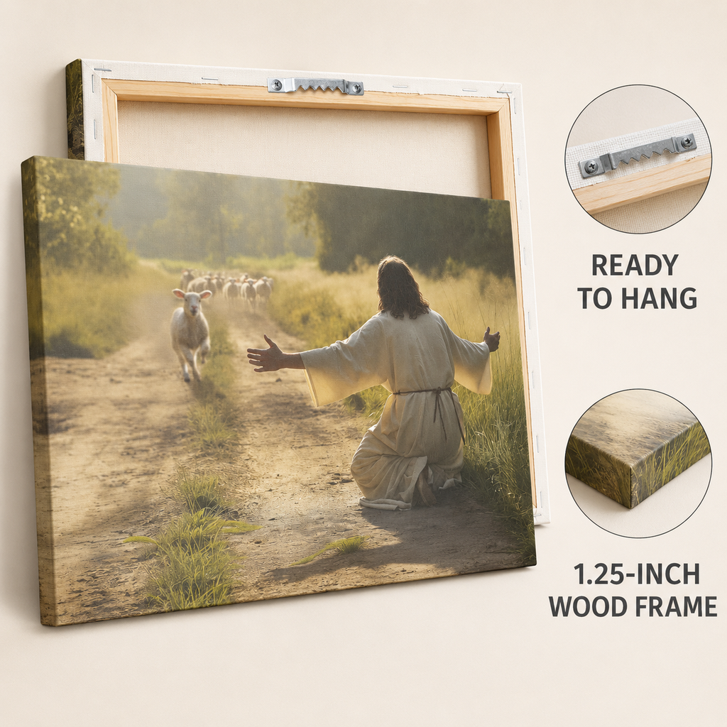 Lamb Runs to Jesus Wall Art Canvas