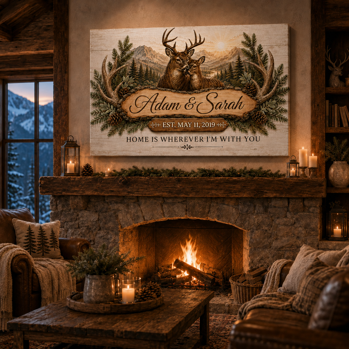 Where We Belong Deer Couple Personalized Canvas