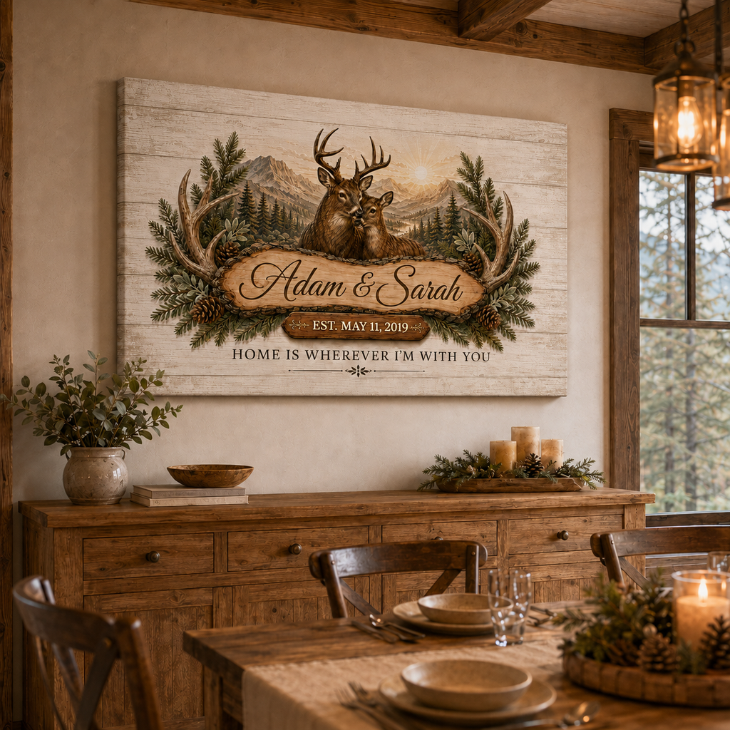 Where We Belong Deer Couple Personalized Canvas