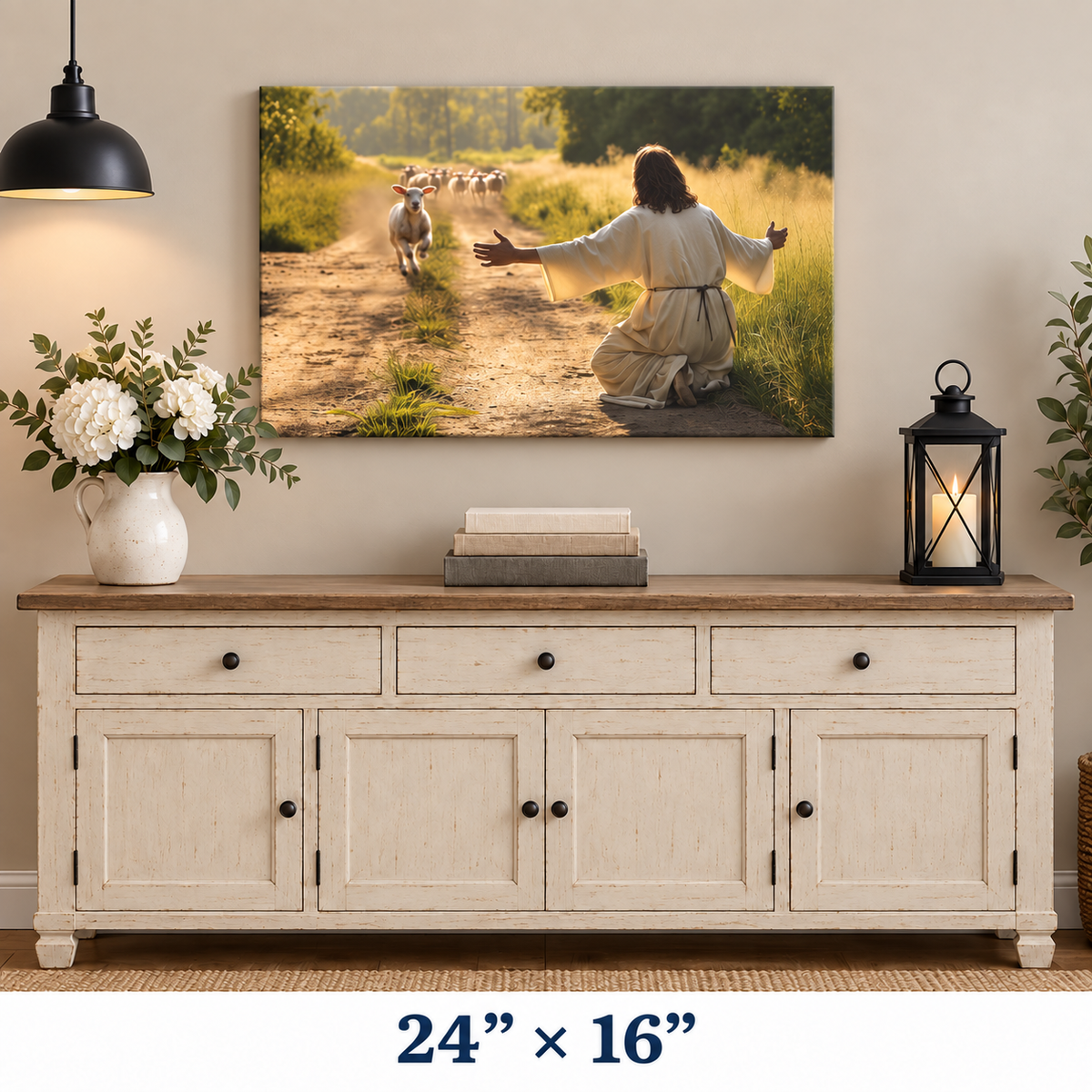 Lamb Runs to Jesus Wall Art Canvas