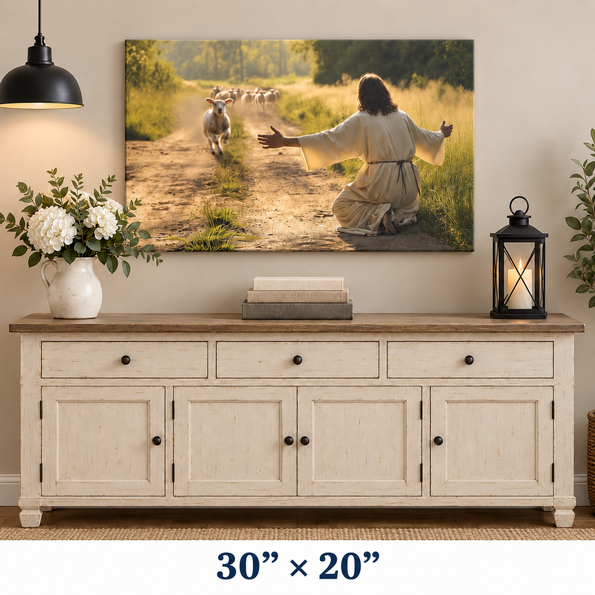Lamb Runs to Jesus Wall Art Canvas