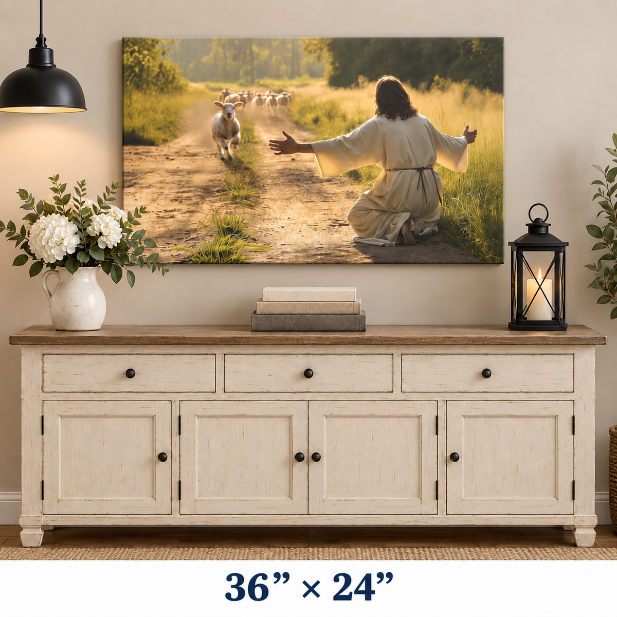 Lamb Runs to Jesus Wall Art Canvas