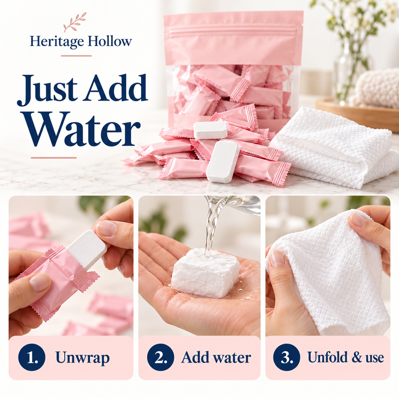 Compressed Disposable Face Towel Tablets